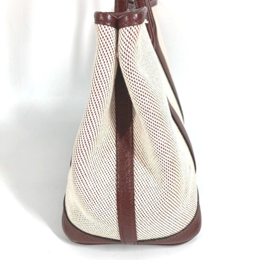 HERMES Garden Party TPM Tote Bag Hand Bag Toile H / Leather wine-red/Beige - Picture 7 of 16